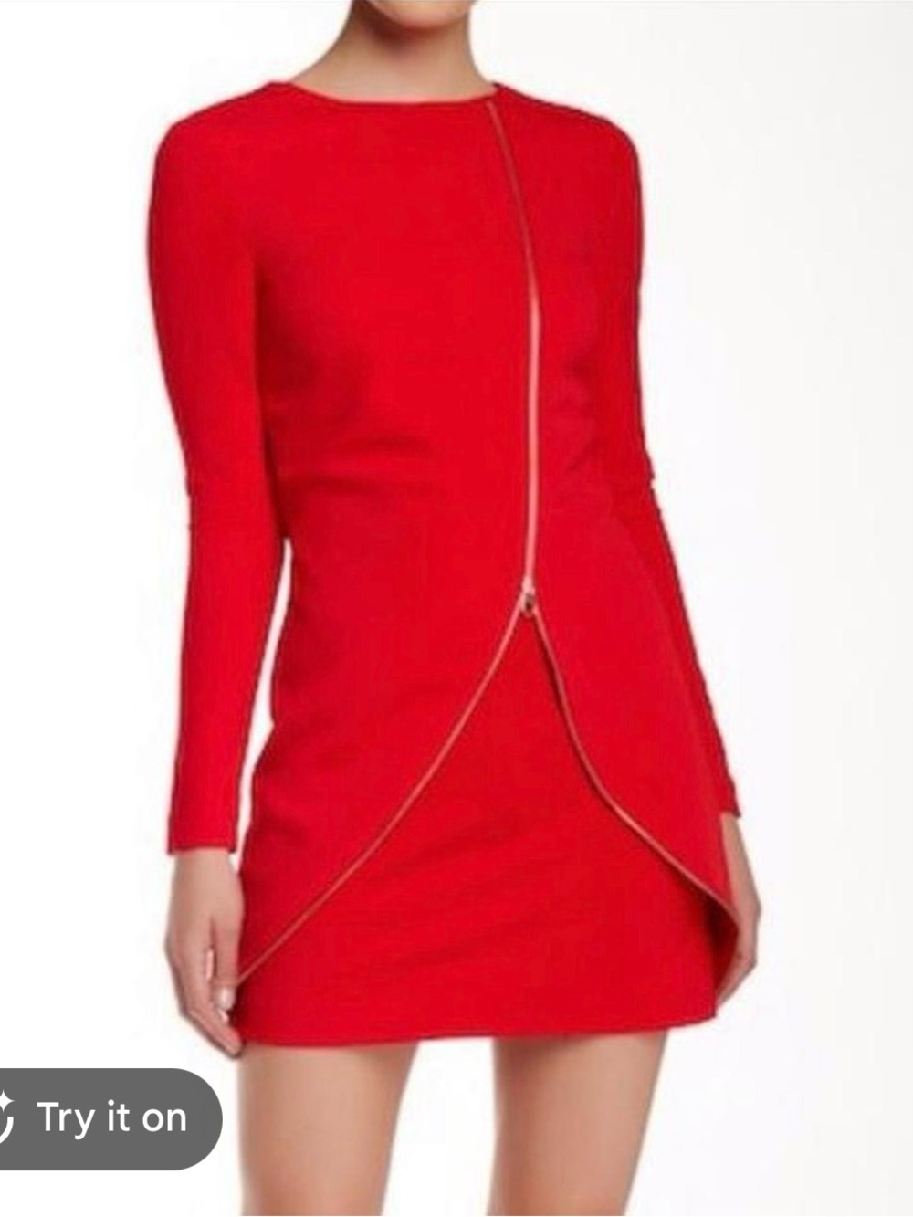 Ted Baker London Red Long-Sleeve Zip-Front Dress size 0